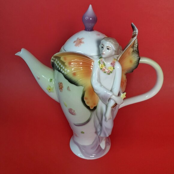 Butterfly Fairy Teapot – Fine Bone China, Art Nouveau Style - Picture 8 of 10